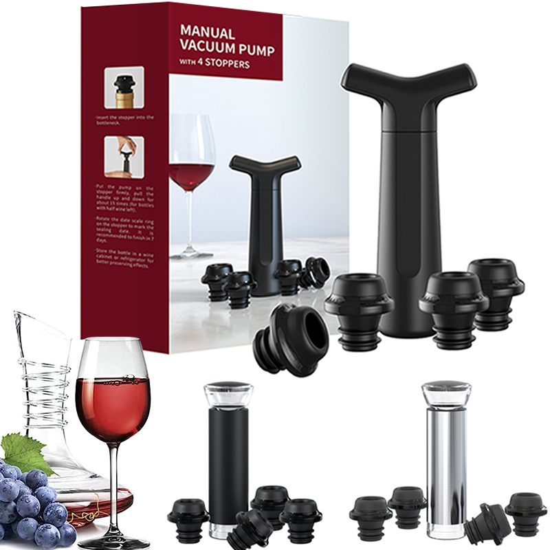Wine Preservation Pump - Vacuümwijnstoppers Vacuümpomp Handmatige wijnstoppers met 4