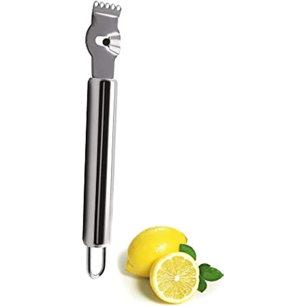 Peeler Channel Knife - Zilverkleurige citroenschiller/ontpitter van roestvrij staal met