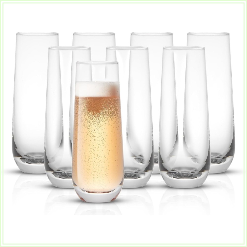 Highball Glass Set - Stemloze champagneflutes, set van 8, 9,5