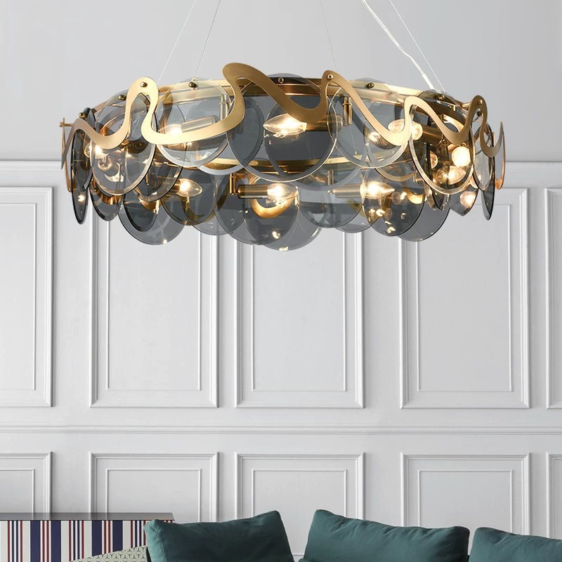 Home Bar And Counter - Moderne Luxe Woonkamer Glazen LED Hanglamp