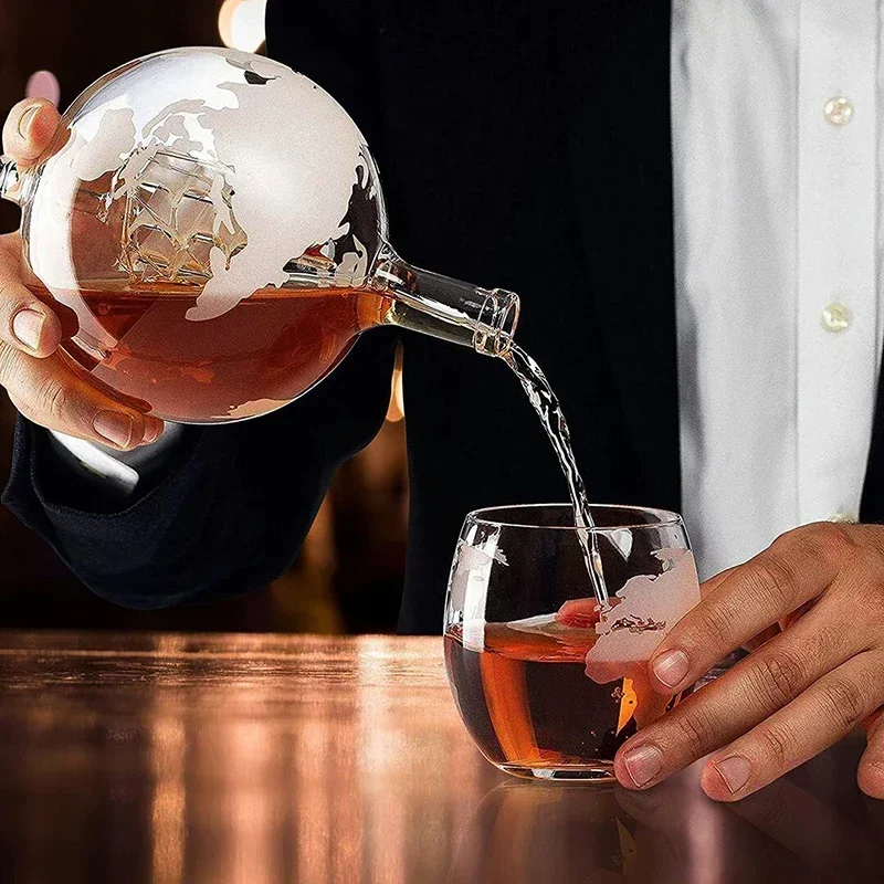 Decanter Globe Set - Globe Whiskey Decanter Set Loodvrij Kristalglas