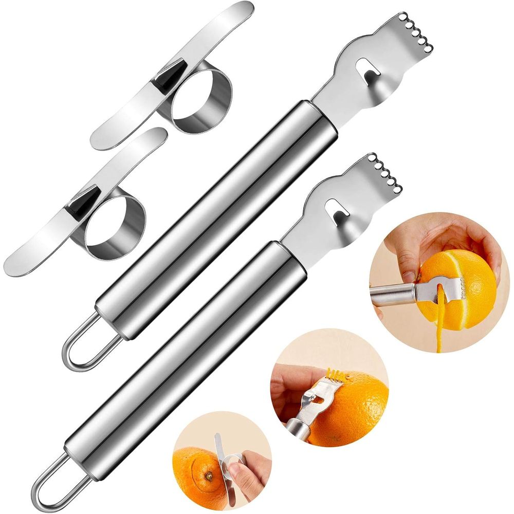 Peeler Channel Knife - 4-delige roestvrijstalen citroenschiller en -schaafset voor