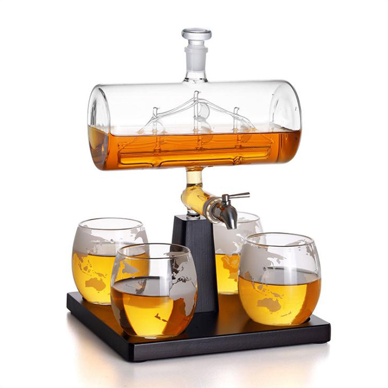 Decanter Globe Set - Whiskykaraf met antieke vorm De wijnschipkarafset