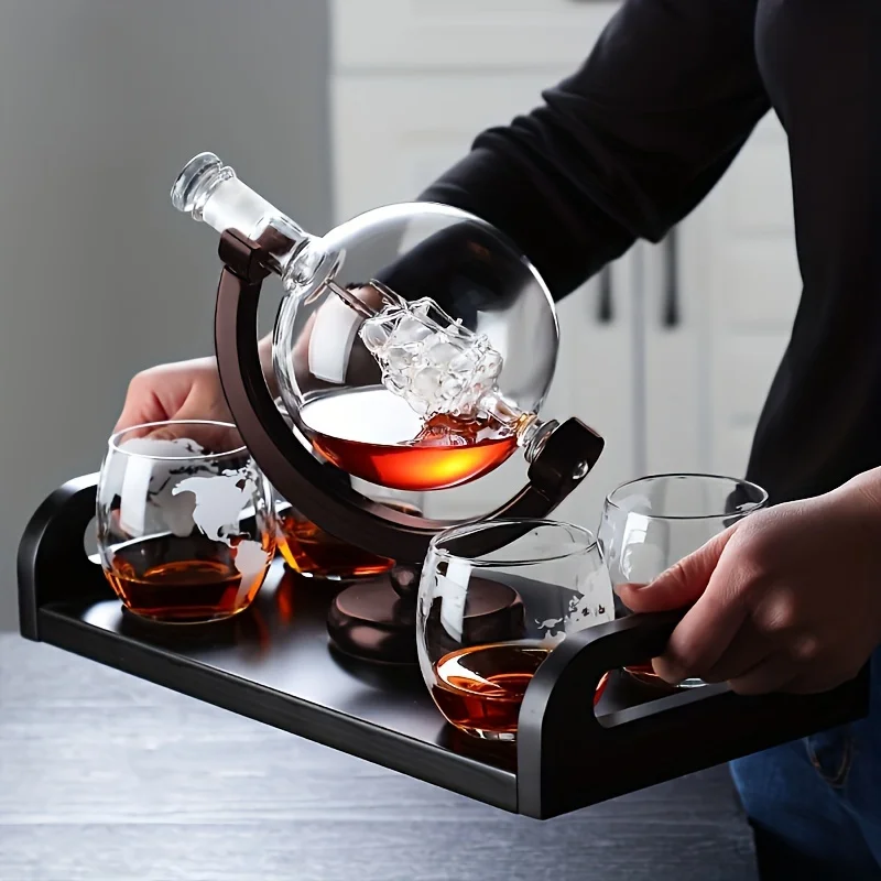 Decanter Globe Set - Globe Shaped Whiskey Karaf Borosilicaatglas met