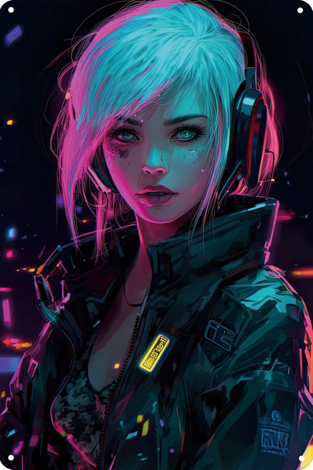 Home Bar And Restaurant - Anime Girl Neon Metal aluminium poster
