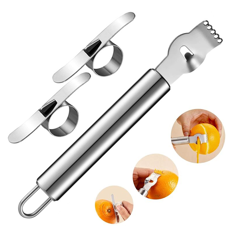 Peeler Channel Knife - 3 Stuks Citroen Zester Rasp Sinaasappelschiller