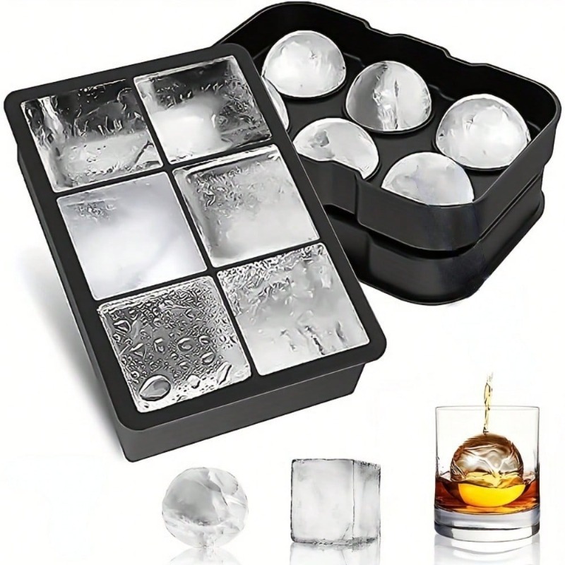 Ice Mold Sphere - Premium siliconen ijsblokjesbakje met deksel, groot