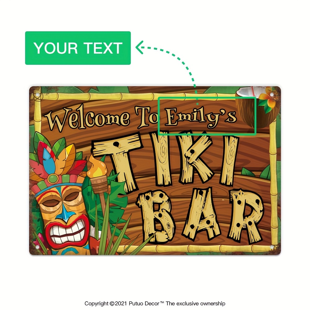 Home Bar Signs - Aangepaste decoratieve Tiki Bar-bord, gepersonaliseerde naam,