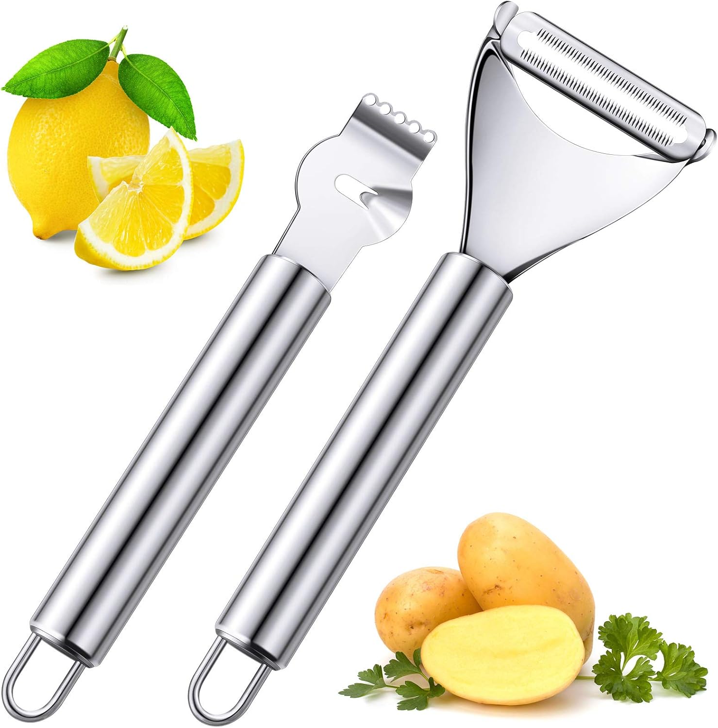 Peeler Channel Knife - 2 stuks roestvrijstalen citroenschiller met kanaalmes