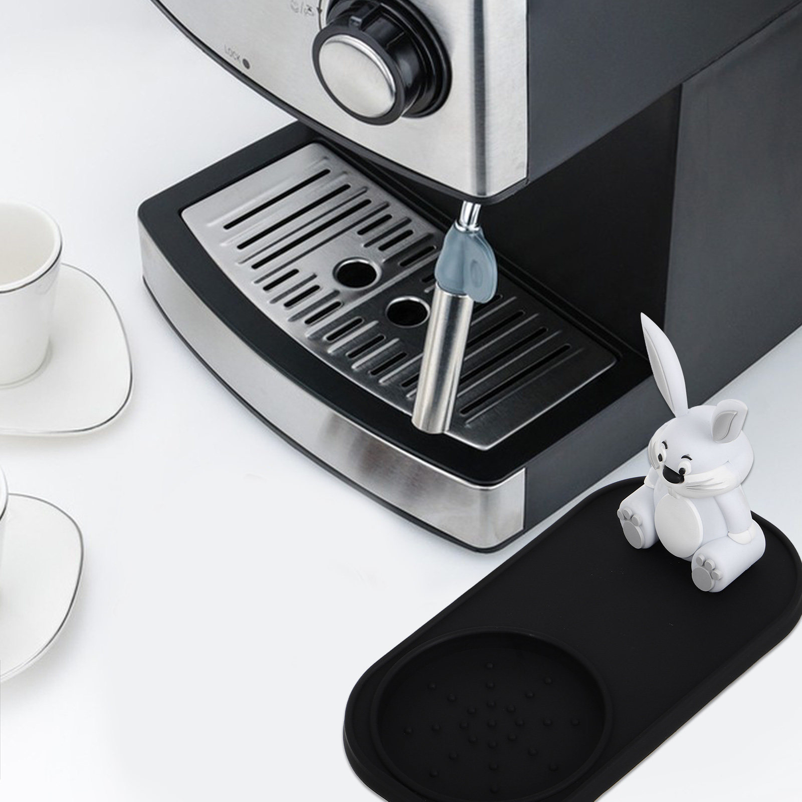 Home Bar And Counter - Bunny Pattern Espresso Tampingsmat Silicone Antislip