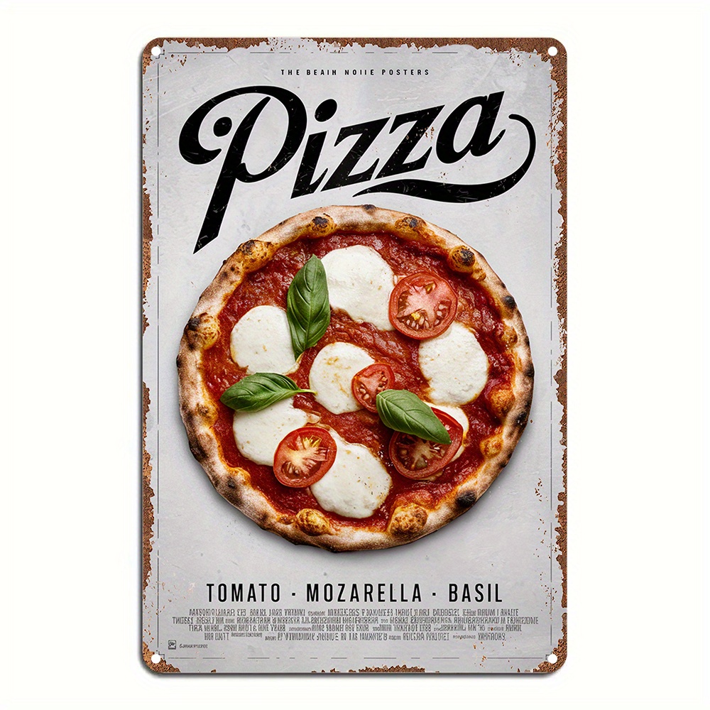 Home Bar And Restaurant - Room Decor Vintage Pizza Poster, Aluminium