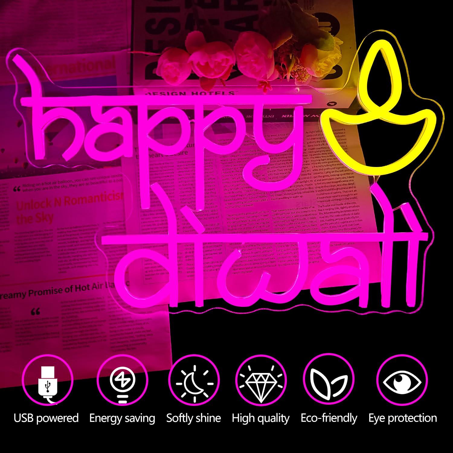 Gelukkige Diwali Neonbord USB- - Home Bar Signs recensie en prijs
