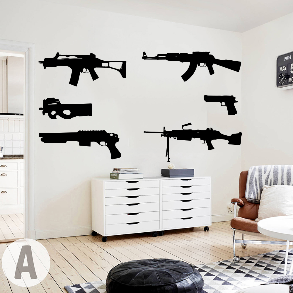 Set van 6 geweren muurtattoo k - Smoking Gun Kit recensie en prijs