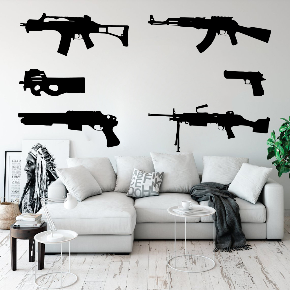 Set van 6 geweren muurtattoo k - Smoking Gun Kit recensie en prijs