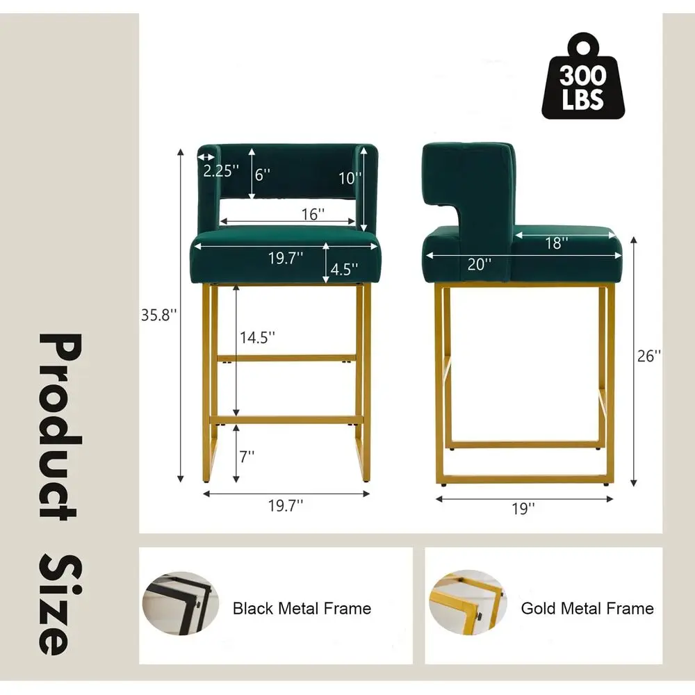 Set van 2 groene fluwelen bark - Home Bar And Counter recensie en prijs